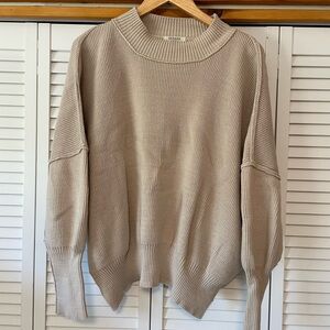 Zenana Outfitters Women's Beige Crewneck Sweater
